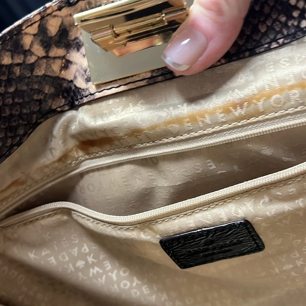 Kate Spade Millenium Park Pacey Python Tote Handbag Brown and Black